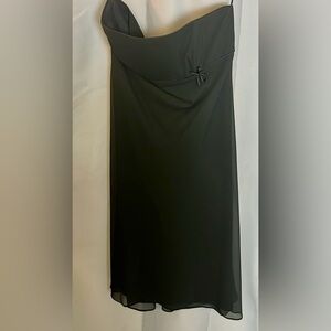 Women’s Black Strapless Homecoming Dress Middie Length Bow Accent At Waist Y2K